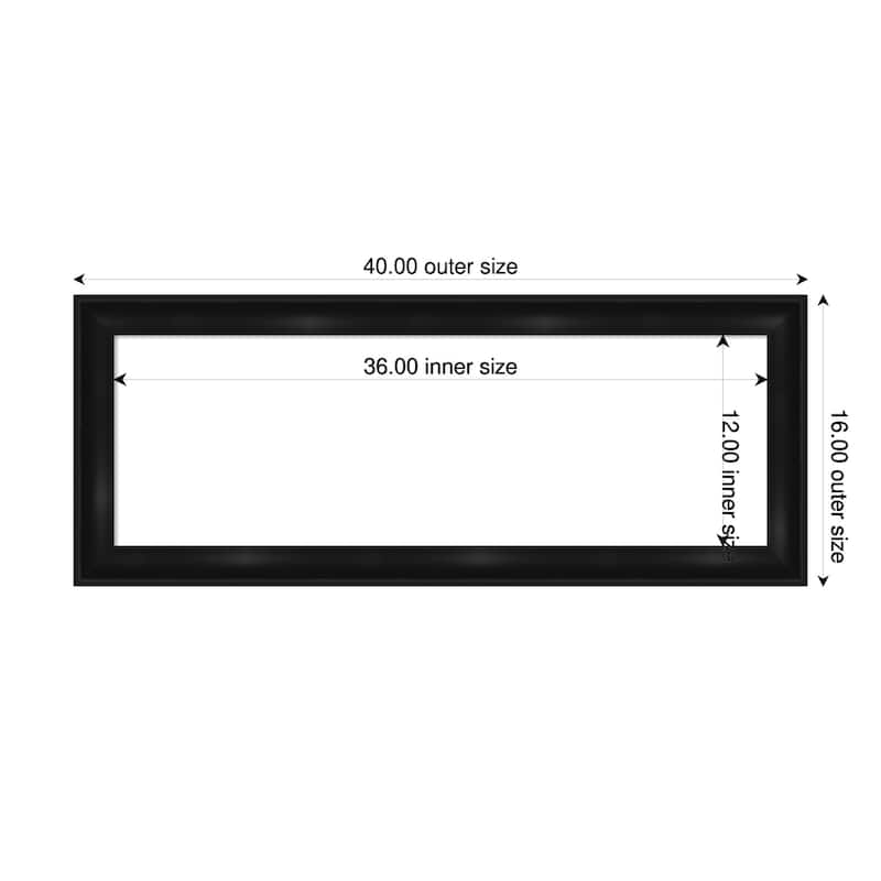 Amanti Art Grand Black Narrow Framed Dry Erase Magnetic Board - 40 x 16 in