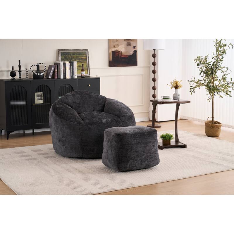 Foam Bean Bag Chairs for Adults/Teens with Filling,Bean Bag Lazy Sofa with Ultra Soft Chenille Cover, Bean Bag,Indoor & Outdoor