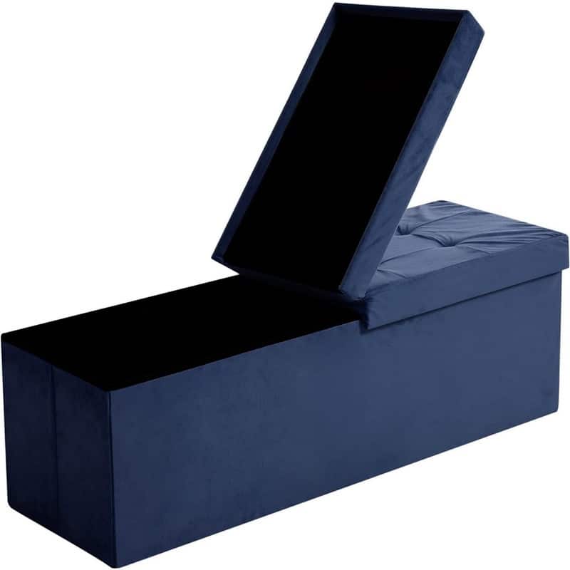 Storage Ottoman Bench Foldable Velvet