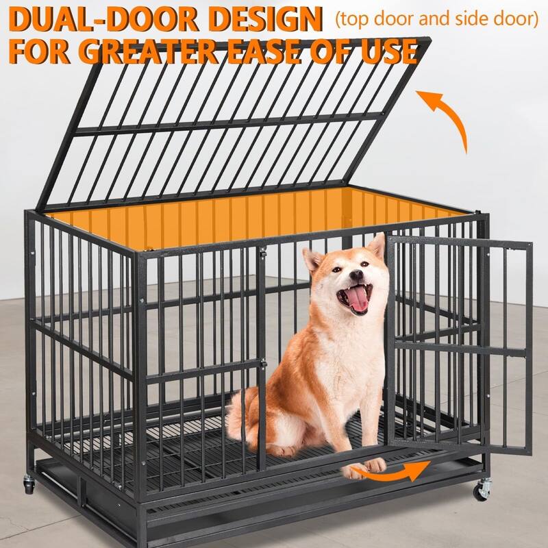 48" Dog Crate, with Wheels and Sturdy Locks