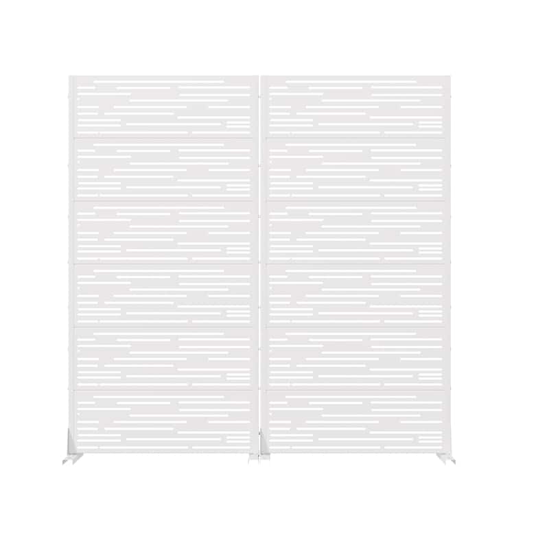 Outdoor Privacy Screen with Stand for Patio Garden Metal Fence Set of 2