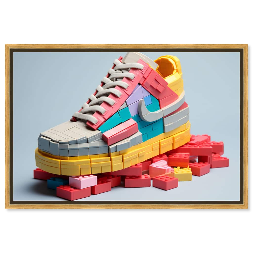 Notoriart Toy Sneaker Pastel Framed Sneaker 1 Piece Canvas Wall Art