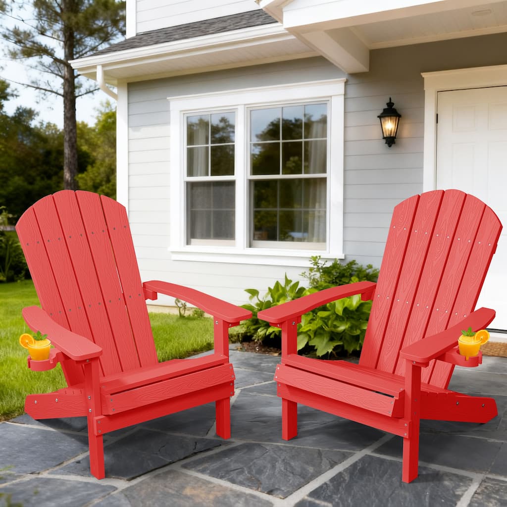 WINSOON All Weather HIPS Outdoor Plastic Adirondack Chairs Set of 2