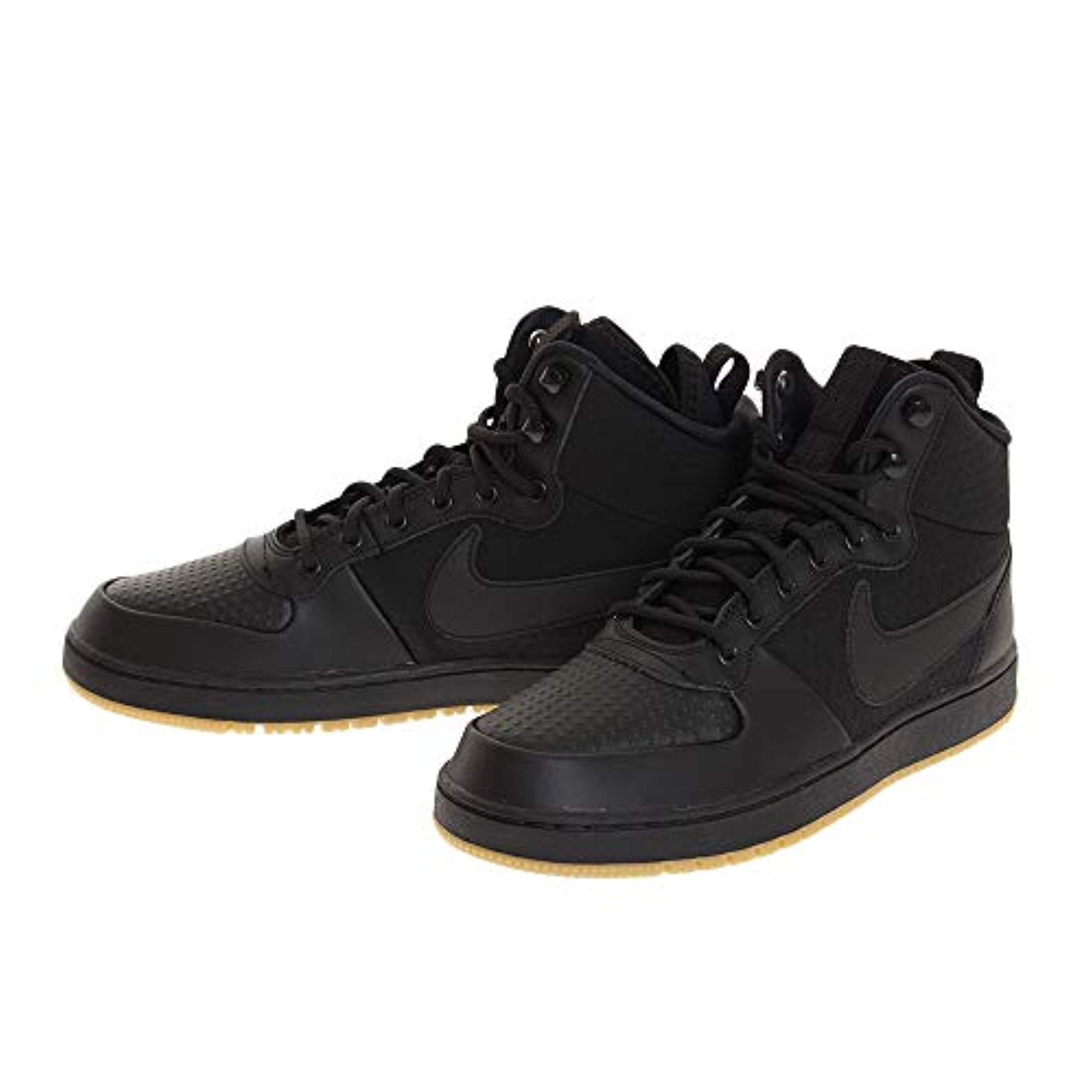 Shop Nike Men S Ebernon Mid Winter Shoe Black Black Gum Light