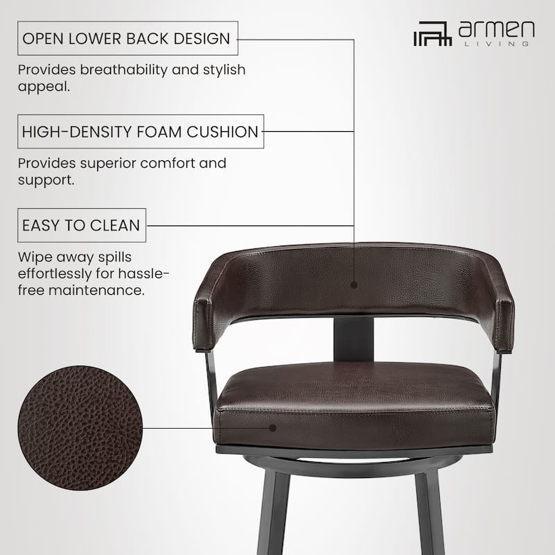 Lorin Upholstered Swivel Counter/Bar Stool in Faux Leather with Arms