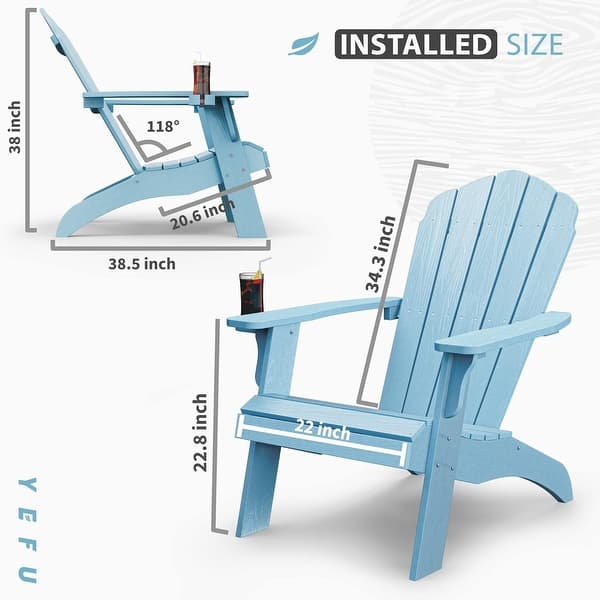 dimension image slide 4 of 7, WINSOON HIPS Oversized Adirondack Chair with Cup-Holder