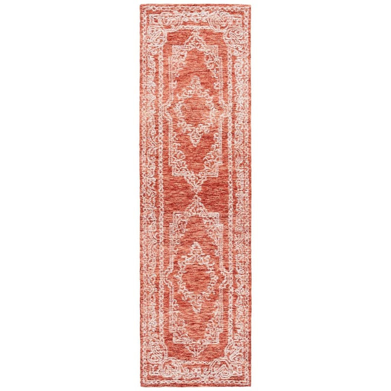 SAFAVIEH Handmade Metro Helmtraud French Country Wool Rug - 2'3" x 8' Runner - Rust/Ivory