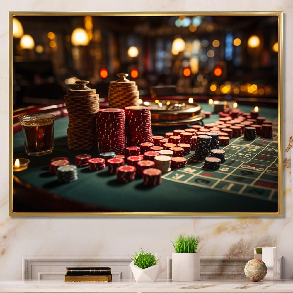 Designart "Casino Royale Blackjack I" Casino & Games Framed Wall Art Living Room