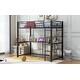 preview thumbnail 5 of 13, Twin Loft Bed with Study Desk, Storage Shelves, and Indoor Basketball Hoop, Black Metal Frame with Guardrails and Ladder
