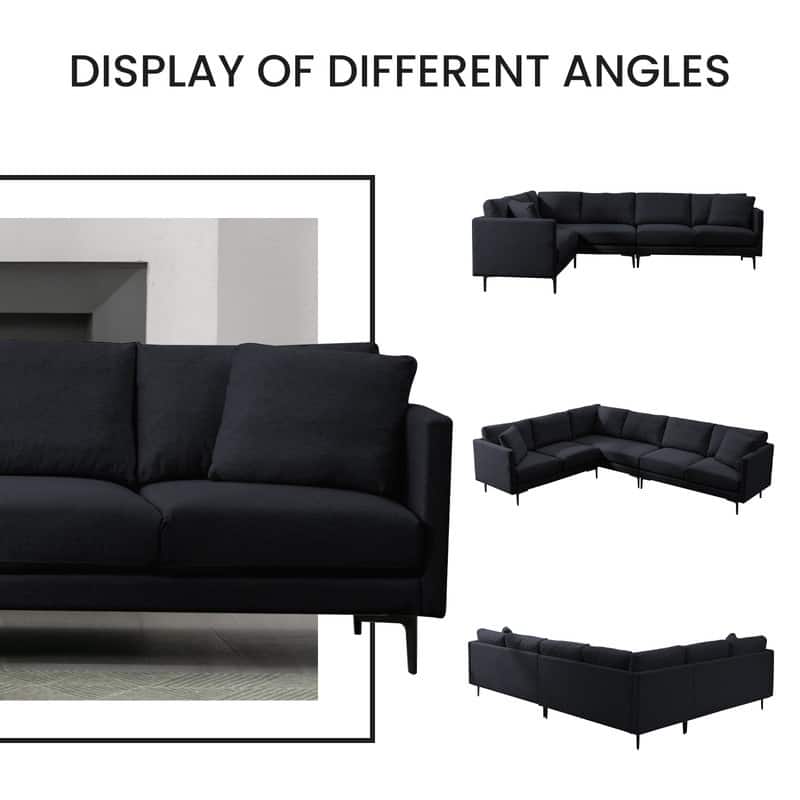 Mixoy Modular Sectional Sofa,Linen Fabric L-Shaped Couch,Corner Couches and Sofas for Living Room