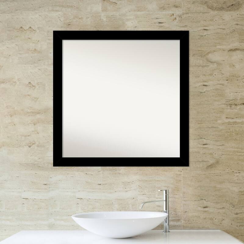 Basic Narrow Non-Beveled Wood Framed Bathroom Vanity Wall Mirror