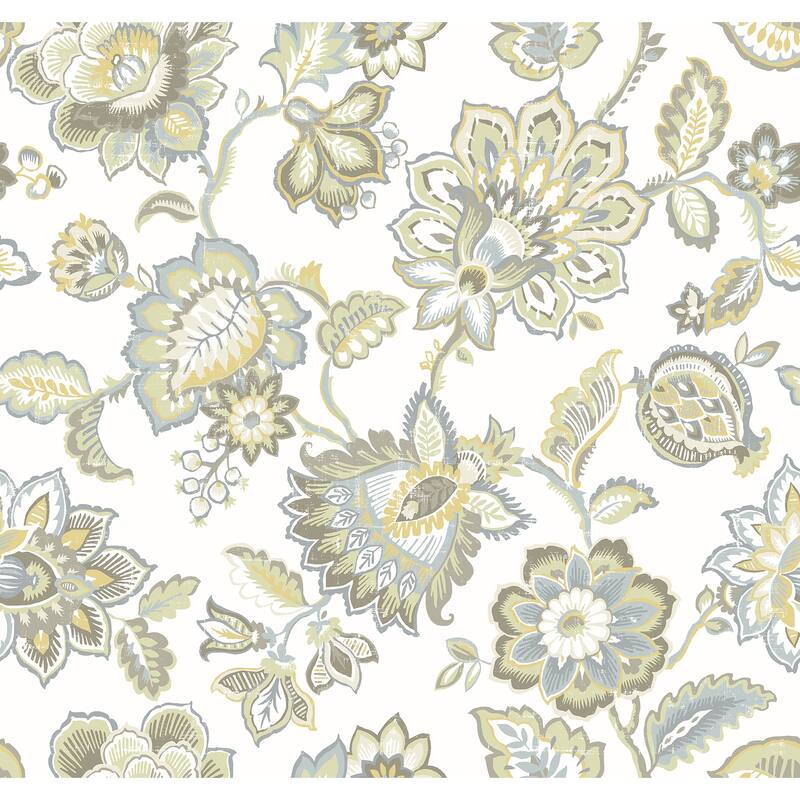 A-Street Prints Corona Mustard Jacobean Wallpaper