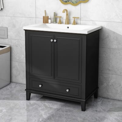 Roomfitters 30" Bathroom Vanity with Sink Combo, Multi-Functional Cabinet with Doors and Drawer, Solid Frame, MDF