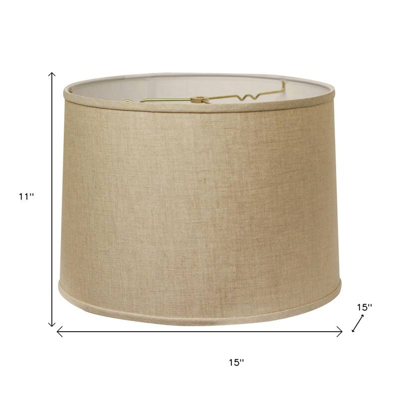 HomeRoots Dark Brown Linen Drum Lamp Shade - 15