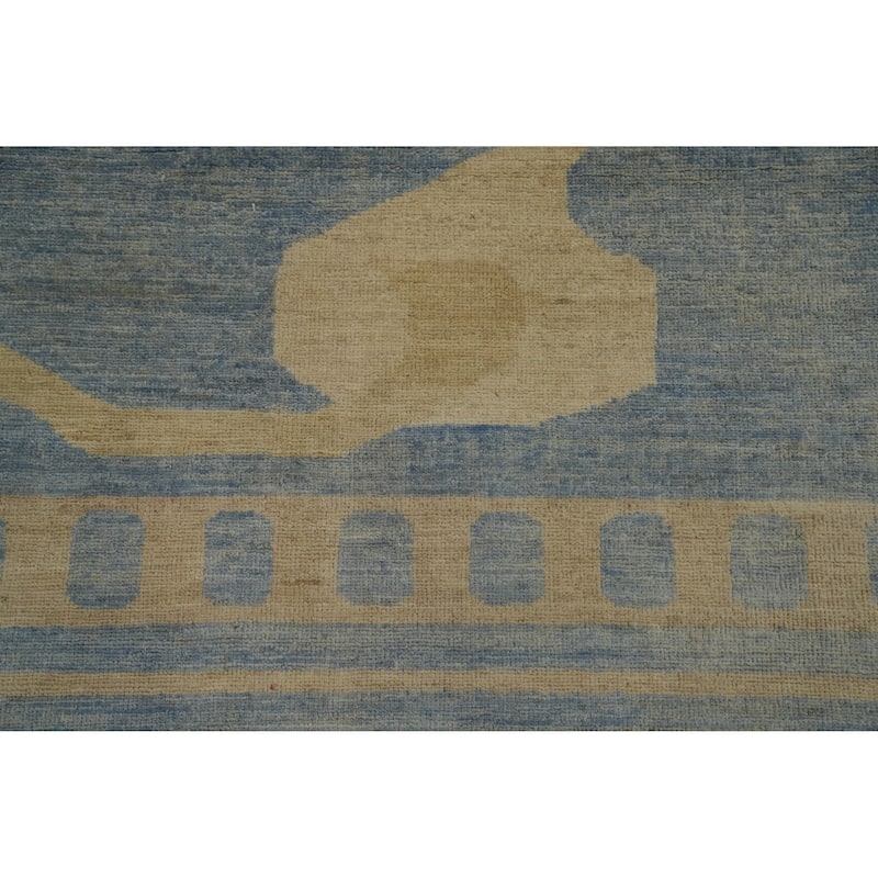Hand Knotted Oriental 100% Wool Carpet Traditional Geometric Navy Blue & Blues Ziegler Area Rug - 14' 10'' X 14' 10''