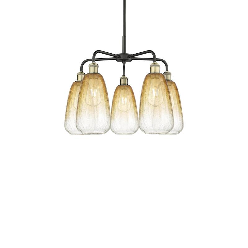 Innovations Lighting 516-5CR-19-25 Brookhaven Almond Chandelier - Black Antique Brass / Amber