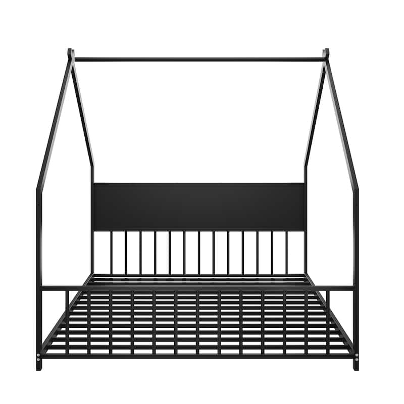 Full Size Platform Bed with LED Lights & Sideboard (450lb Capacity, Low-Profile Design)
