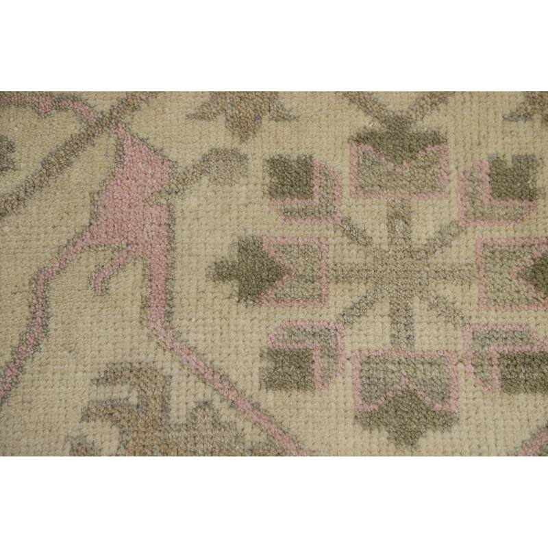 Pink Oushak Indian Area Rug Hand-Knotted Wool Carpet - 9'11" x 13'0"