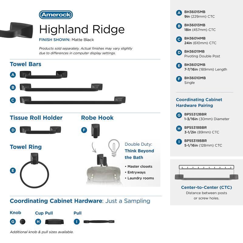 Amerock BH36015 Highland 11-13/16" Towel Bar