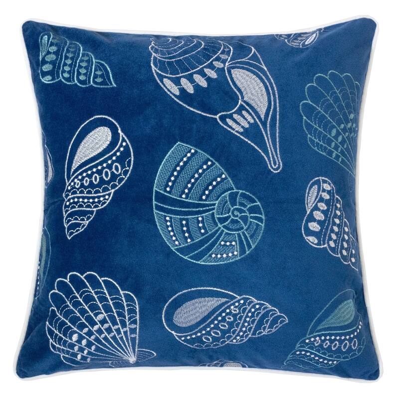 Homey Cozy Seahorse Coral Shell Anchor Throw Pillow Cover & Insert - BLUE_SHELL 