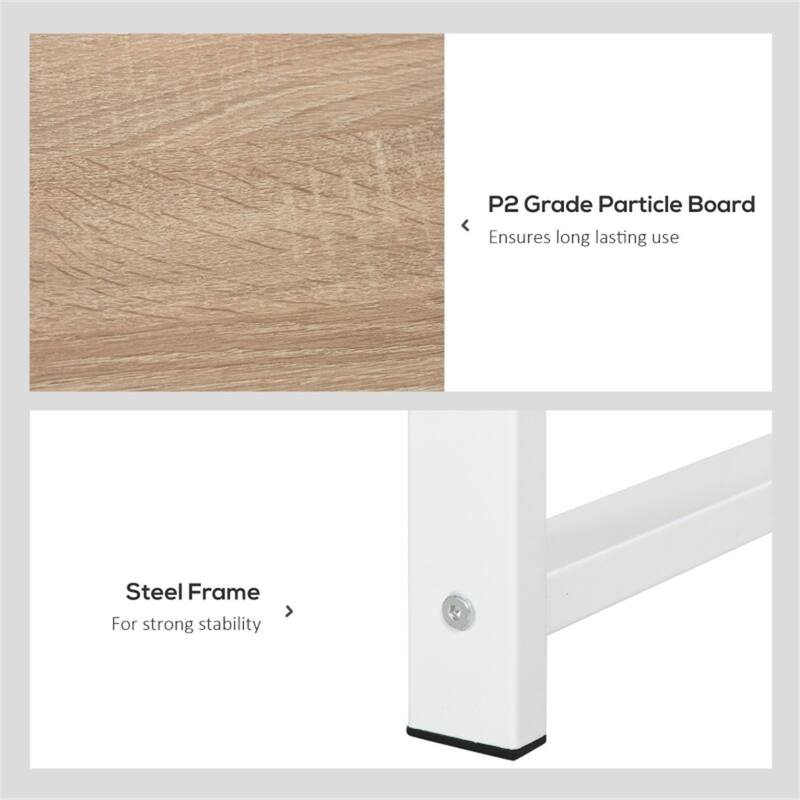 Particleboard Steel Dual Work Desk with 4-Tier Bookshelf