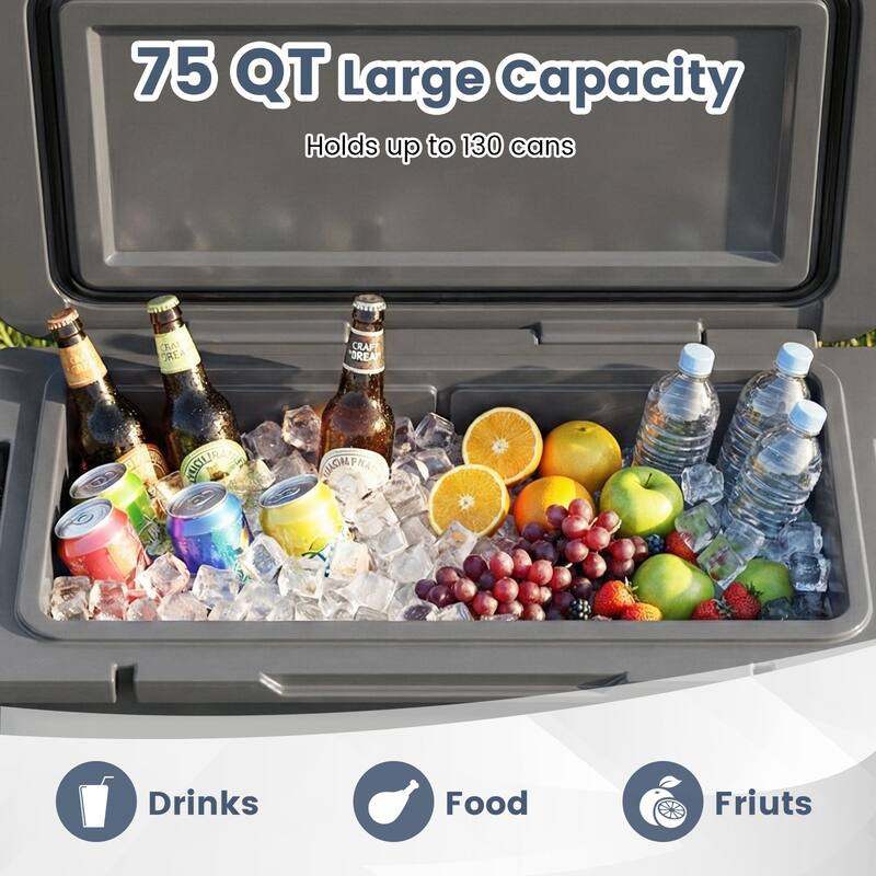 Gymax 75 Quart Portable Hard Cooler Insulated Rolling Cooler w/6-Day