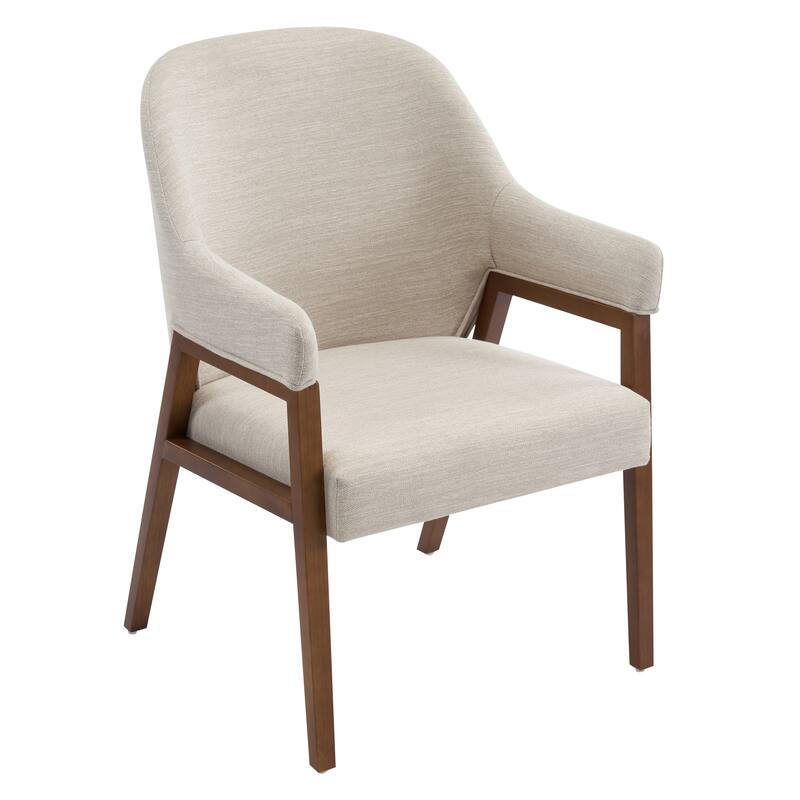 Christopher Knight Home - Modern Upholstered Dining Chair with Armrests and Walnut-Tone Wood
