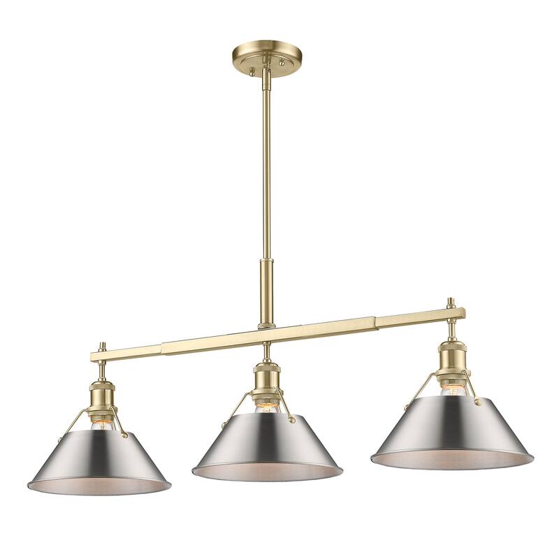 Yep by Golden Lighting Orwell 3-light Island Light in Brushed Champagne Brass and Pewter shade - Gold