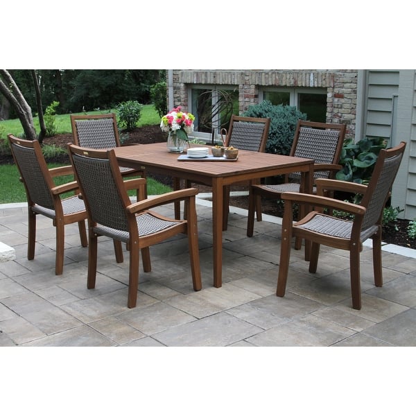 slide 2 of 4, Eilaf 7 pc. Eucalyptus and Wicker Dining Set