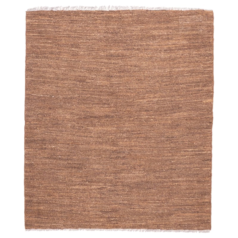 ECARPETGALLERY Flat-Weave Lahor Finest Dark Brown Wool Tapestry Kilim - 4'9 x 5'9