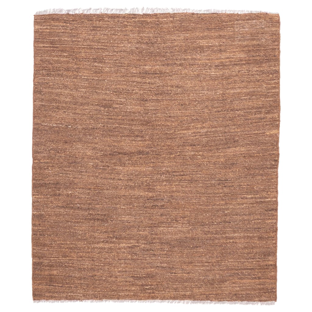 ECARPETGALLERY Flat-Weave Lahor Finest Dark Brown Wool Tapestry Kilim - 4'9 x 5'9