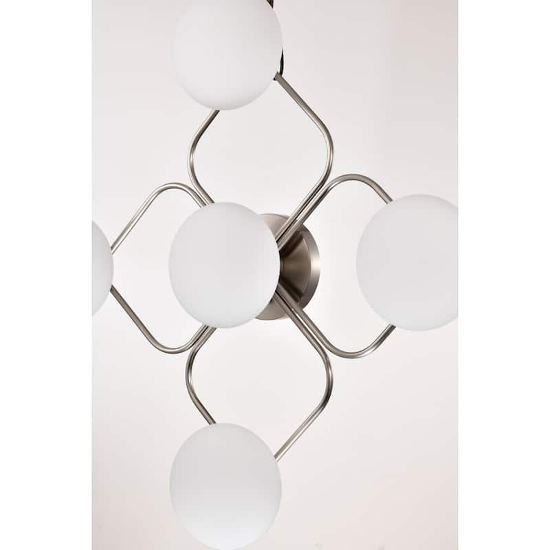 Camris 5-Light Nickel Chandelier Frosted Glass Shades