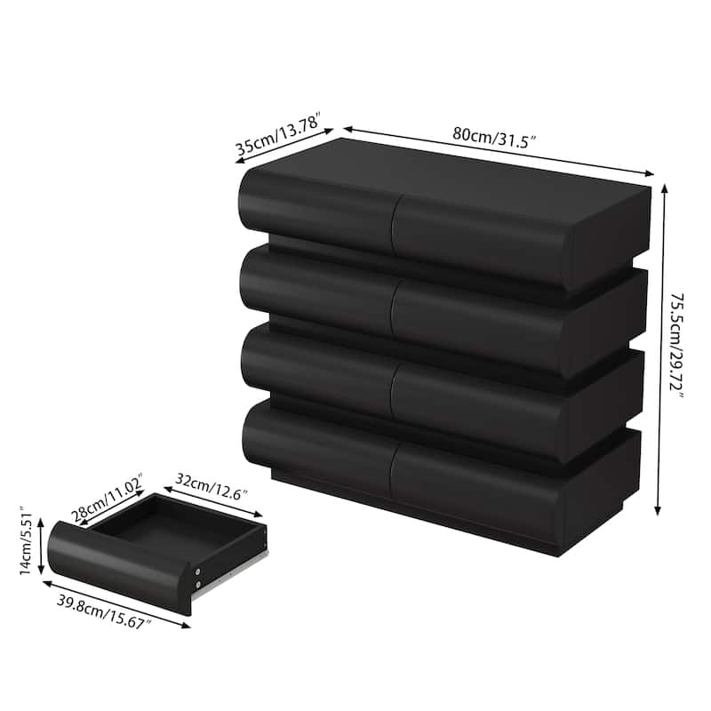 Modern Bedroom Dresser with Wide Storage Drawers, No Handle