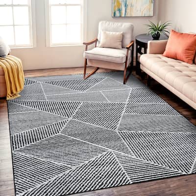 Contemporary Geometric Stripe Area Rug