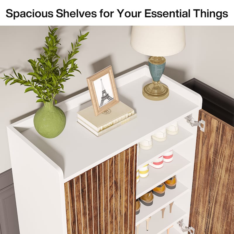 Shoe Cabinets with Doors, 5-Tier Wood Shoe Rack Organizer for 25 Pairs