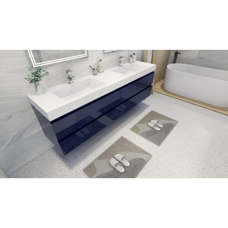 Baillie 84'' Wall-Mounted Vanity with Double Reinforced Acrylic Sink