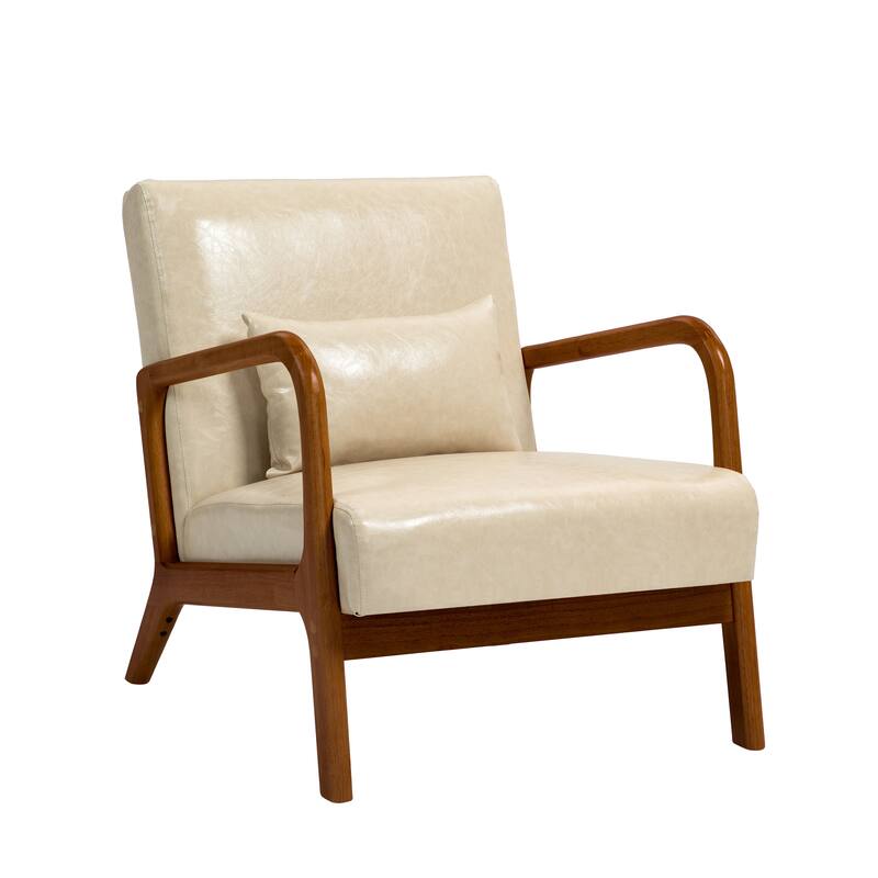 Mid Century Solid Wood Upholstered Accent Chair