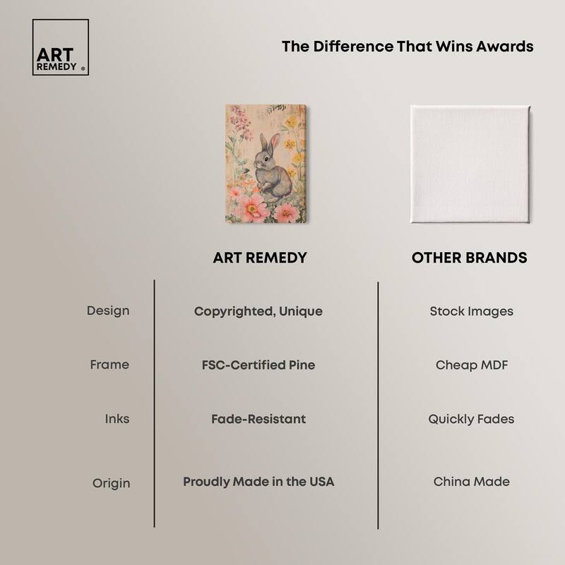 Floral Bunny Canvas by Art Remedy, Gallery Wrapped