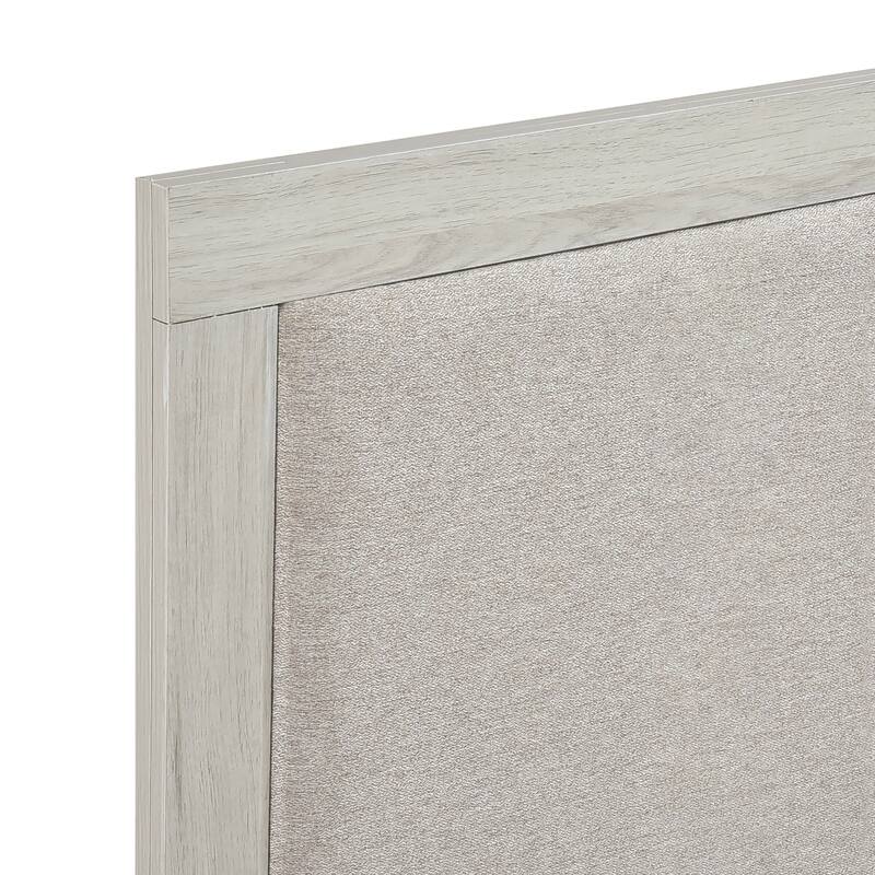 White Oak and Gray Finish Bed Nightstand Chest Set 3pcs Bedroom Furniture