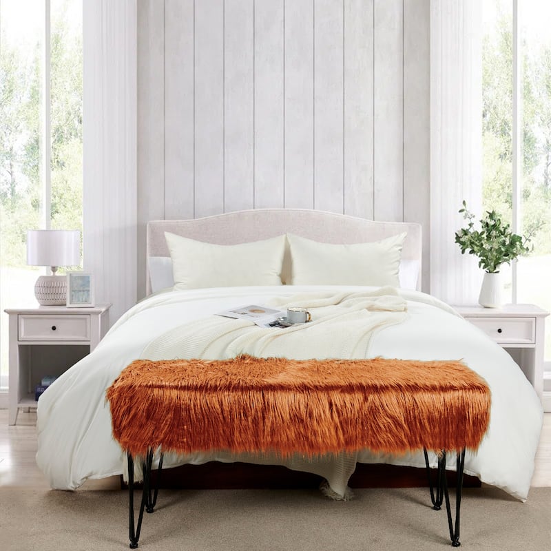 Mongolian Fauxfur Ottoman