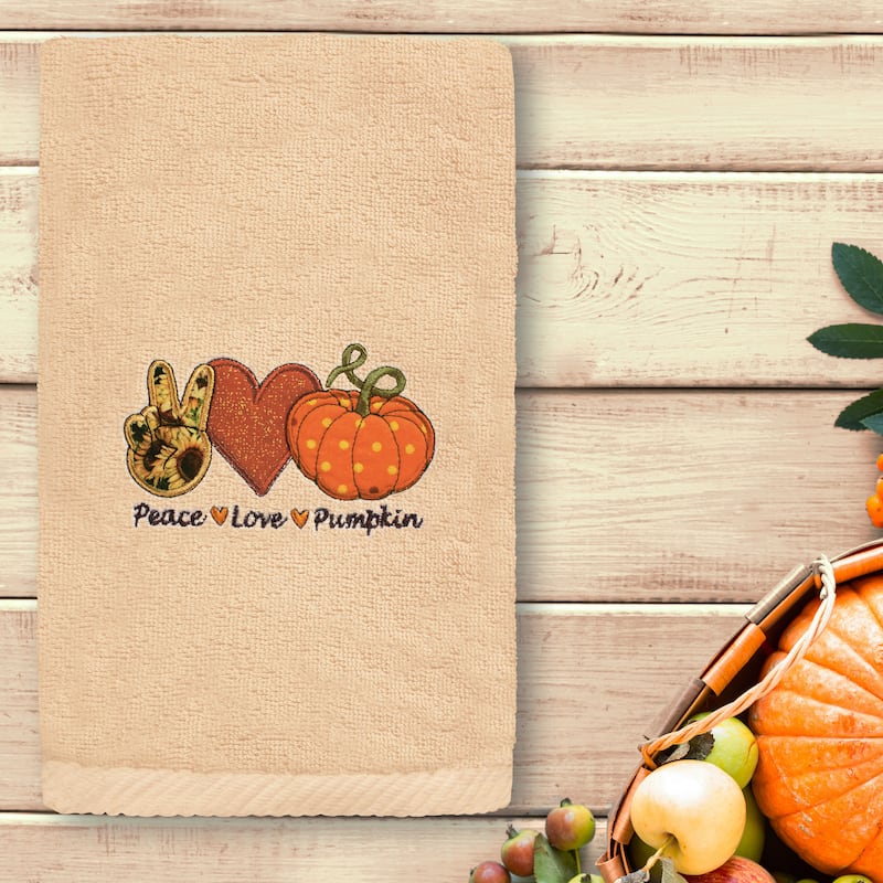 Authentic Hotel and Spa Peace*Love*Pumpkin - Embroidered Luxury 100% Turkish Cotton Hand Towel