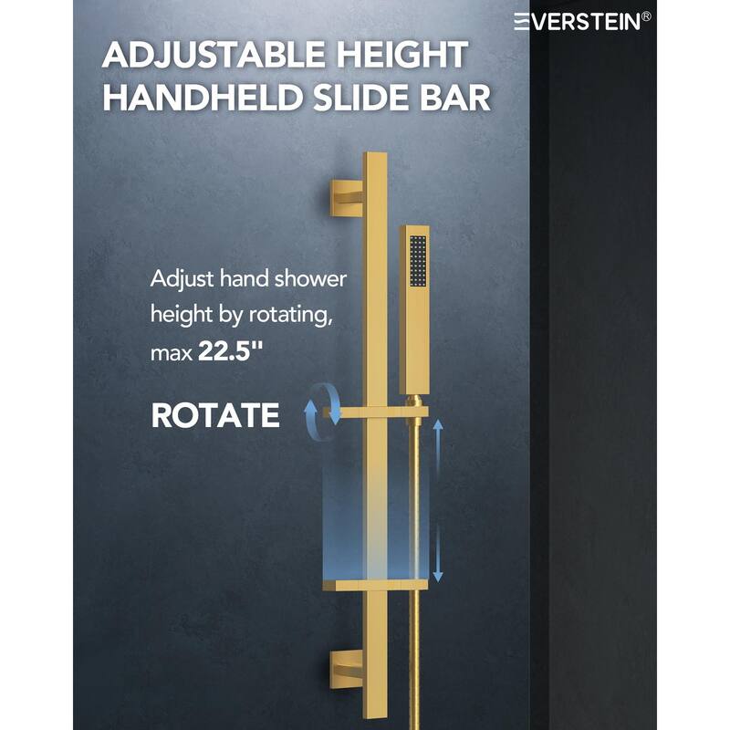 Thermostatic Dual Head System, 64-Color LED Mood Lighting 3-Functions Shower Head with Bluetooth Music & 3 Body Jets