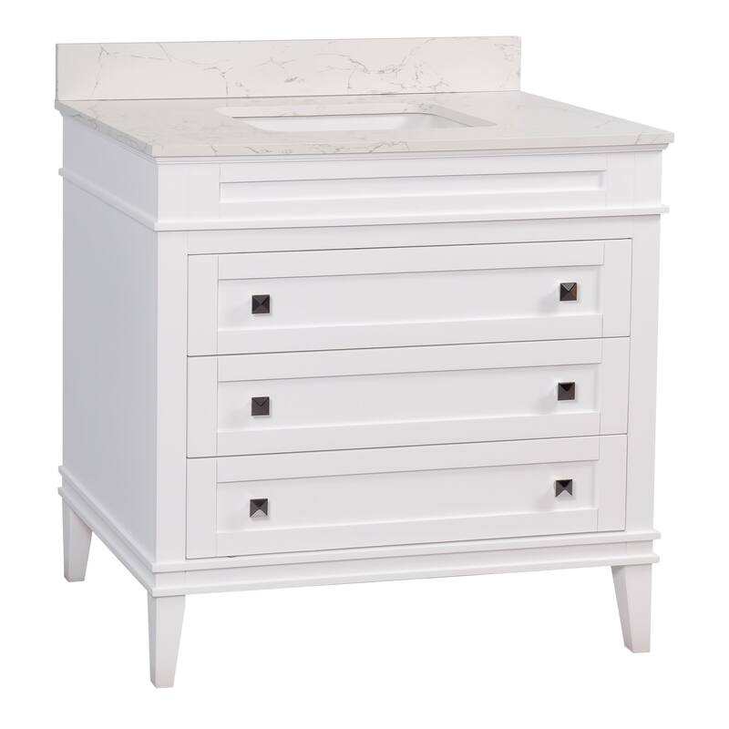 KitchenBathCollection Eleanor 36" Bathroom Vanity with Engineered Marble Top