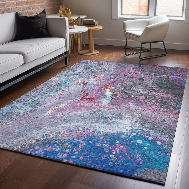 Premium Washable Super Soft Contemporary Mayfield Rug - Blue - 3' x 5' - Rectangle