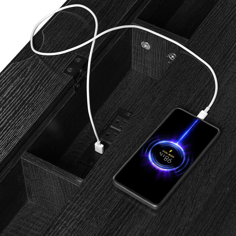 70" Traditional Executive Desk with Metal Trim, 2 File Drawers, USB Ports & Hidden Compartment