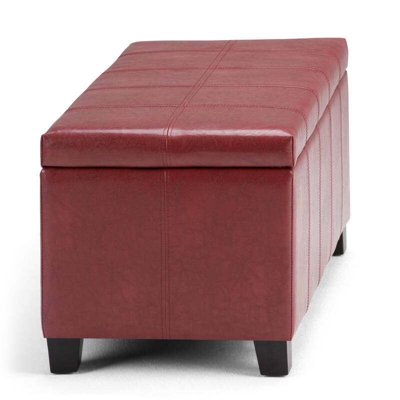 Modern Storage Ottoman Bench - Radicchio Red