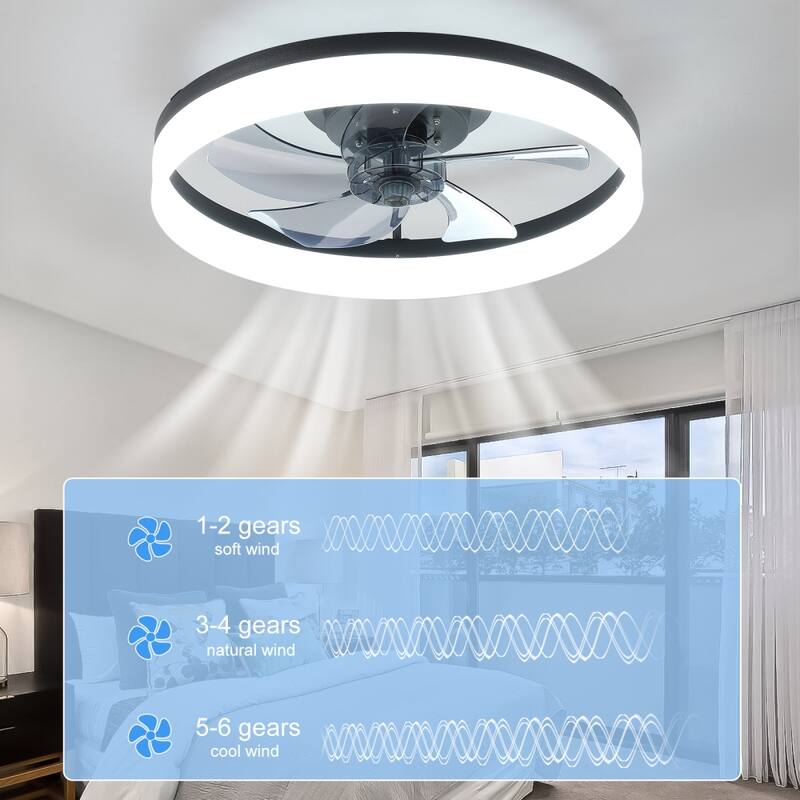 20" Dimmable LED Ceiling Fan 6 Speeds with Light and Remote Control