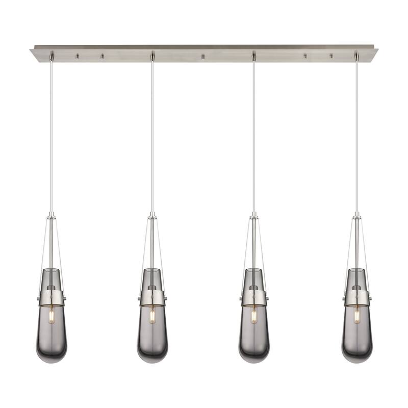 Innovations Lighting Milan - 4 Light 4" Cord Hung Linear Pendant - Brushed Satin Nickel/Light Smoke