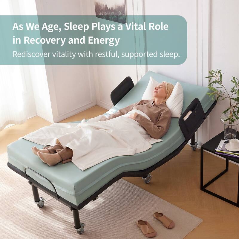 FlexCare Adjustable Bed Frame with Bed Rails – Wireless Remote Zero Gravity Electric Bed