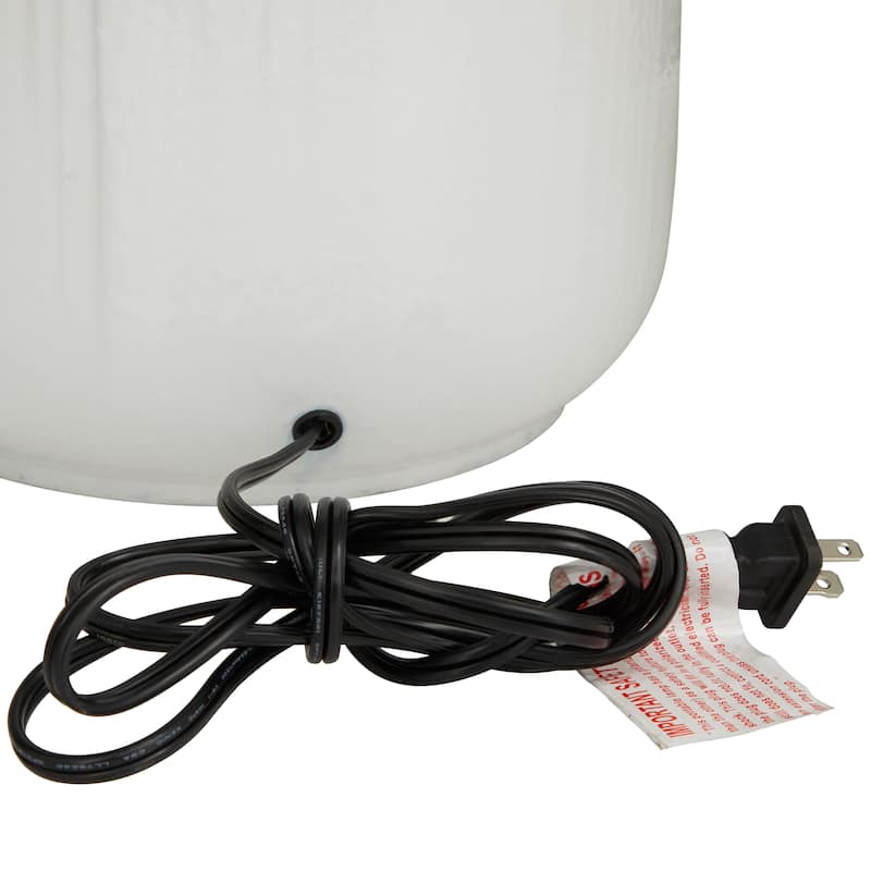 White Glass Gourd Style Base Room Table Lamp with Drum Shade